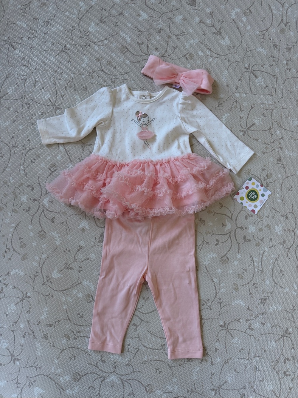 NWT Little Me ballerina matching set with bow - 6 months